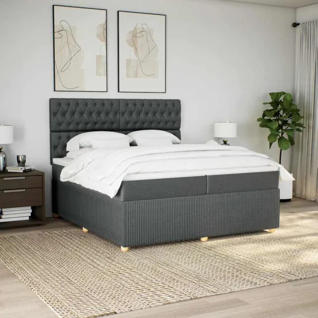 vidaXL Boxspring met matras stof donkergrijs 200x200 cm grijs