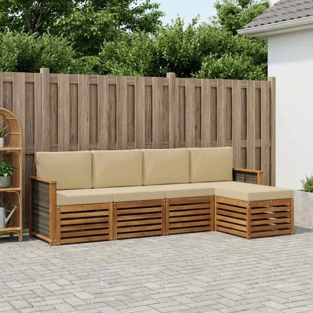 vidaXL Buiten bankenset 5 st 5-zits Natuurlijk en Beige