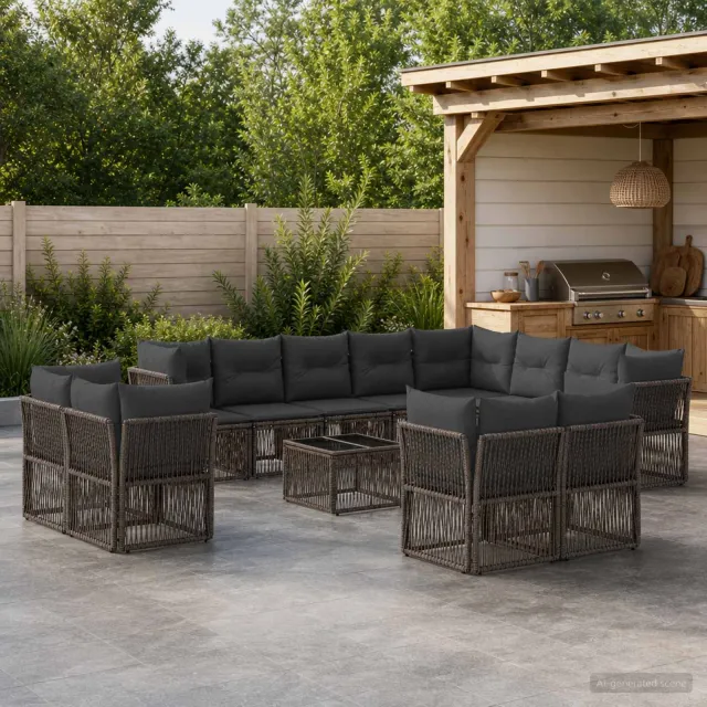 vidaXL Tuinbankenset 13 st Grijs poly rattan