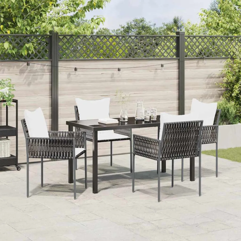 vidaXL Tuin eettafelset 5 st Bruin en zwart PE Rattan, foto 3