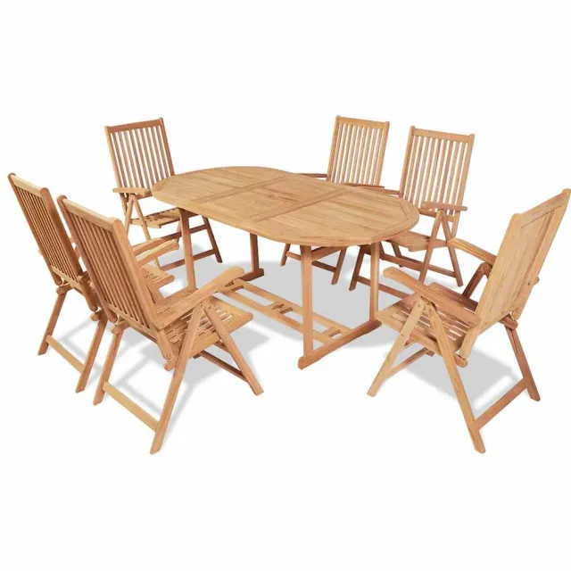 vidaXL 7-delige Tuinset met klapstoelen massief teakhout bruin, foto 2