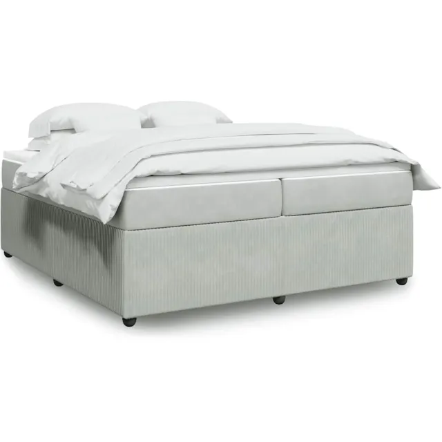 vidaXL Boxspring met matras fluweel lichtgrijs 200x200 cm grijs