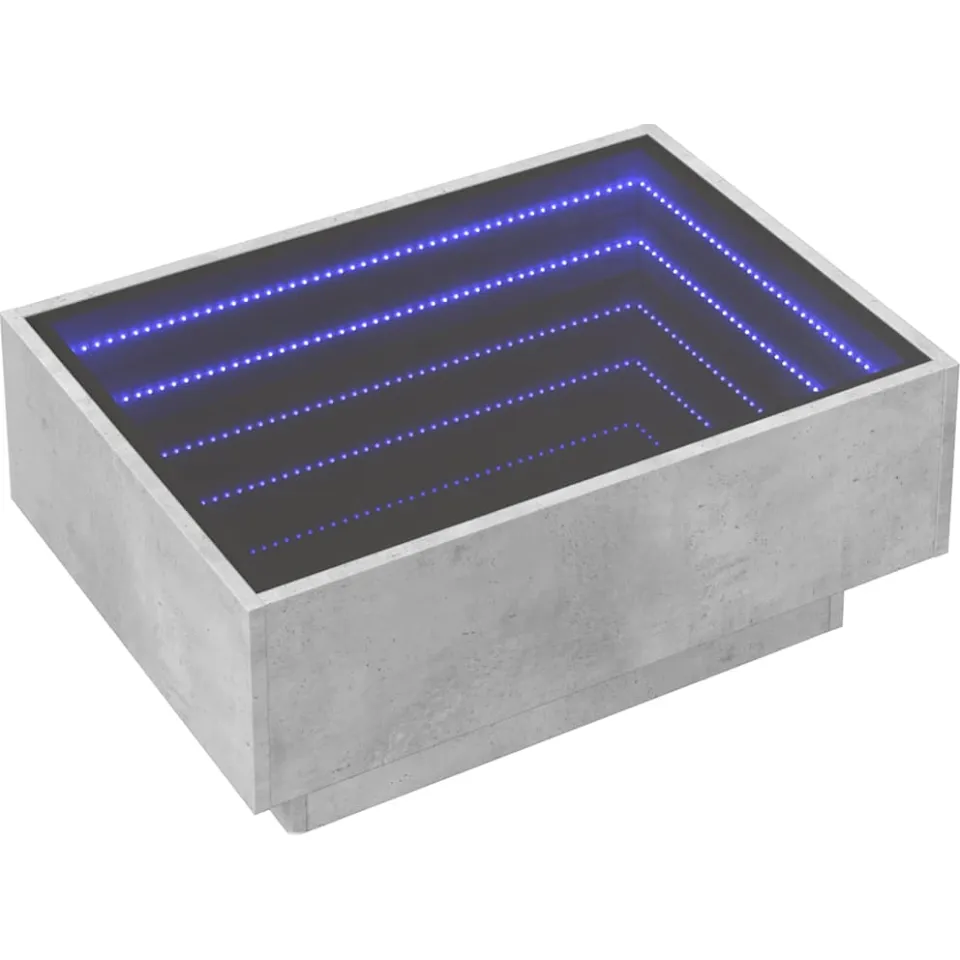 vidaXL Salontafel met LED 70x50x30 cm bewerkt hout betongrijs