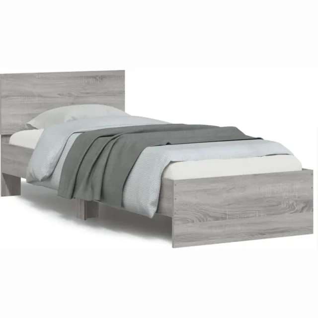 vidaXL Bedframe met hoofdbord en LED grijs sonoma eikenkleur 75x190 cm