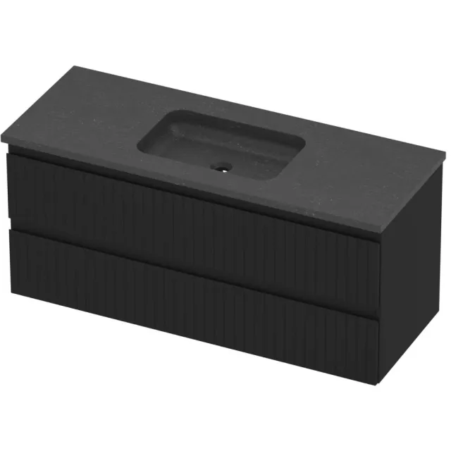 Proline Rollo Badmeubelset Hardsteen Elegant Gefreesd 120x46x54 cm Blue Stone Mat Zwart