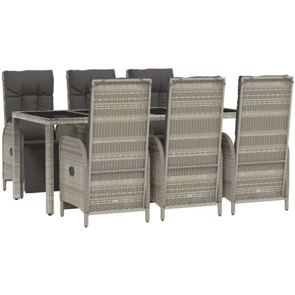 vidaXL 7-delige Tuinset met kussens poly rattan grijs, foto 3