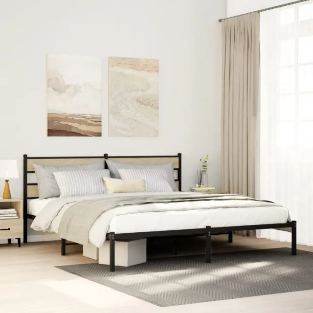 vidaXL Bedframe zonder matras metaal sonoma eikenkleurig 193x203 cm