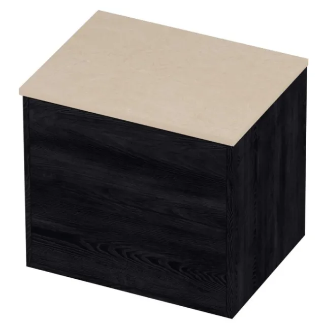 Proline Deck Badmeubelset Hardsteen Voor Grepen Symmetrisch Kader 60x46x54 cm Sand Stone Black Oak