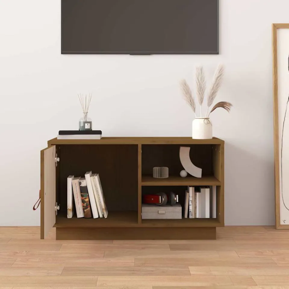 vidaXL Tv-meubel 70x34x40 cm massief grenenhout honingbruin bruin, foto 3