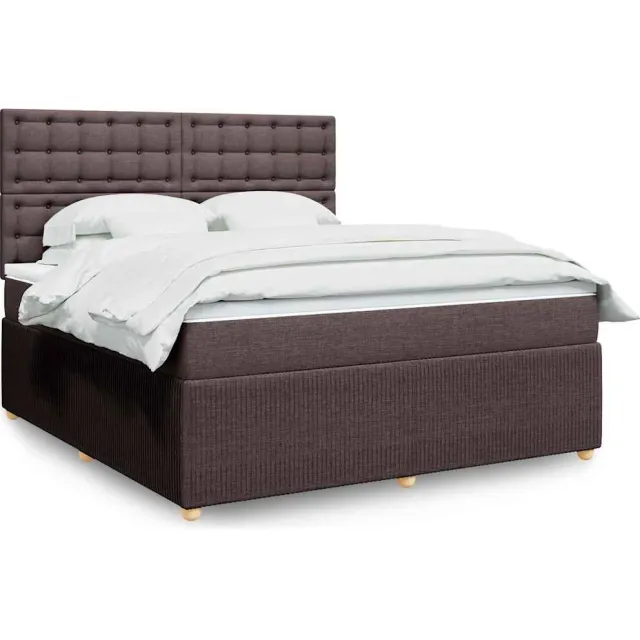 vidaXL Boxspring met matras stof donkerbruin 180x200 cm bruin
