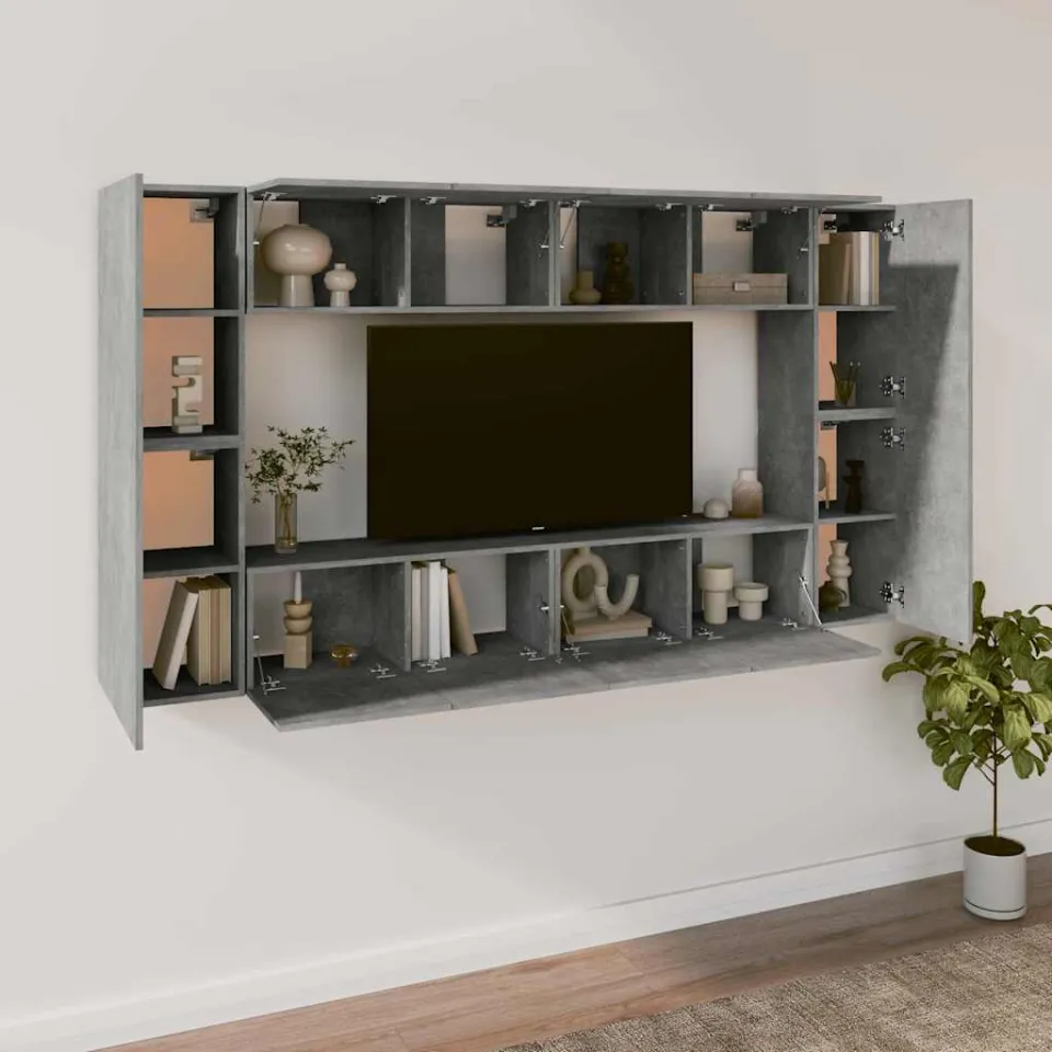 vidaXL 8-delige Tv-meubelset bewerkt hout betongrijs grijs, foto 3