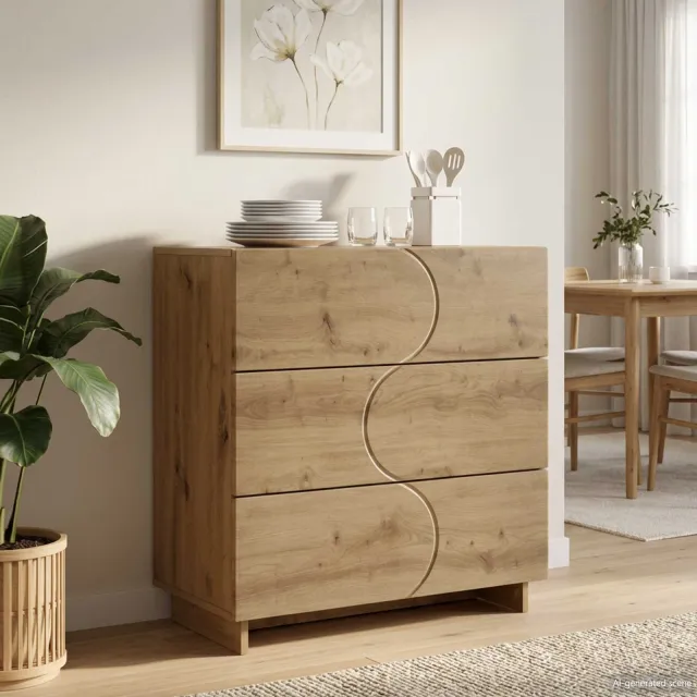 vidaXL Dressoir Artisanaal eiken 70 x 38 x 75 cm Bewerkt hout Bruin