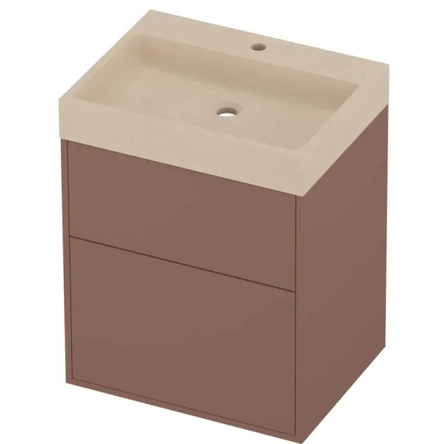 Proline Evoli Badmeubelset Hardsteen Loft 1 Kraangat 60x46x75 cm Sand Stone Beauty Blush Rosé Goud