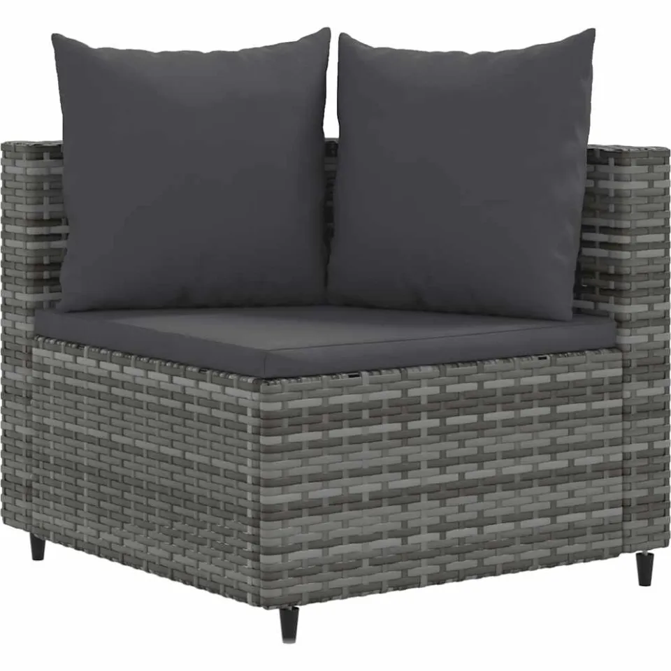vidaXL 4-delige Loungeset met kussens poly rattan grijs