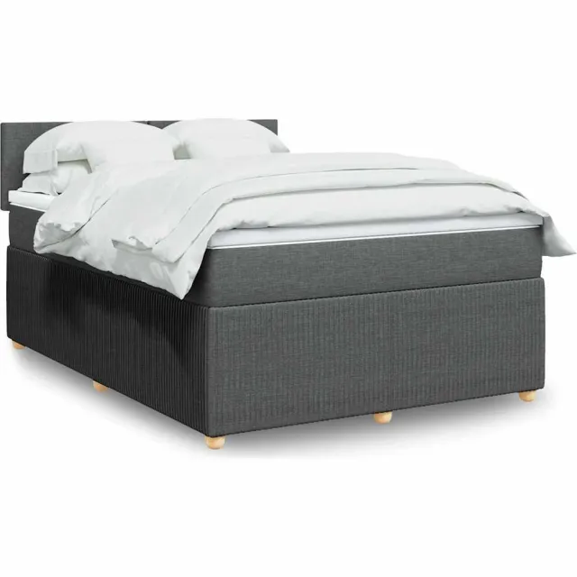 vidaXL Boxspring met matras stof donkergrijs 160x200 cm grijs