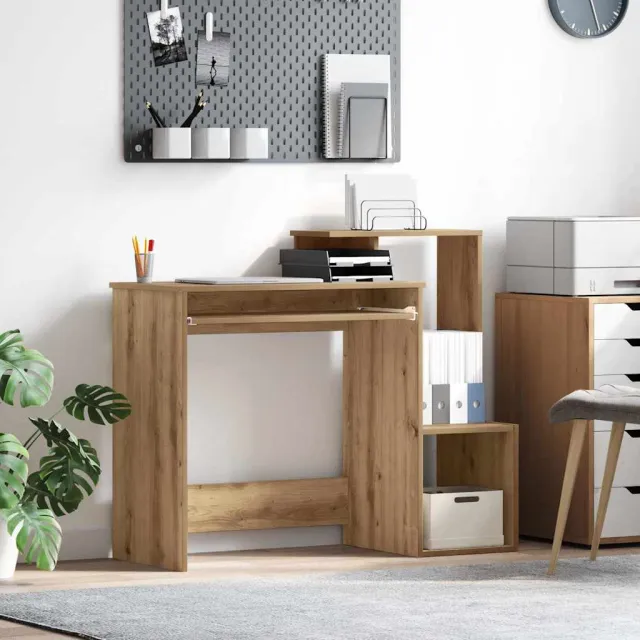 vidaXL Bureau Artisan Eiken 106 x 41 x 88,5 cm Bewerkt hout Bruin