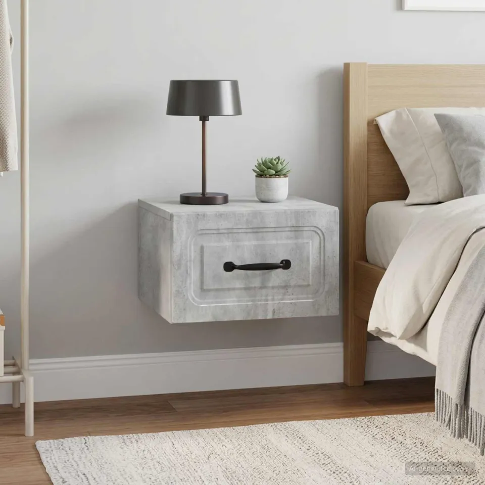 vidaXL Wandbeugel Bedkast 2 st Betongrijs 34,5 x 33 x 20 cm grijs, foto 4