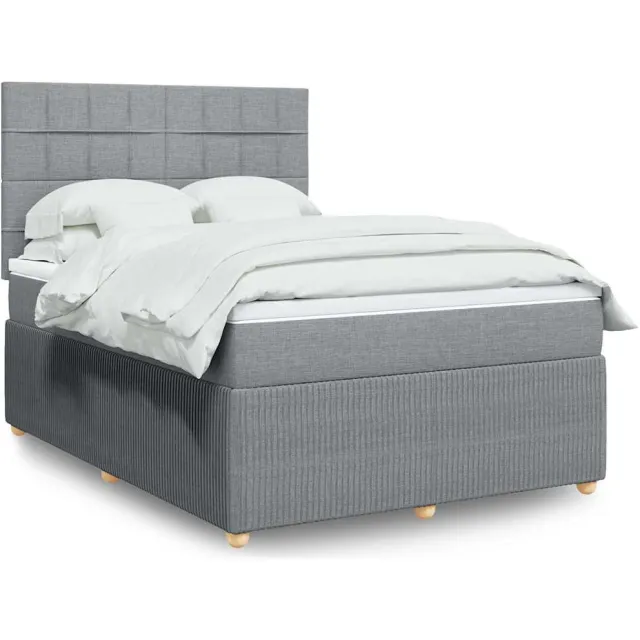 vidaXL Boxspring met matras stof lichtgrijs 160x200 cm grijs