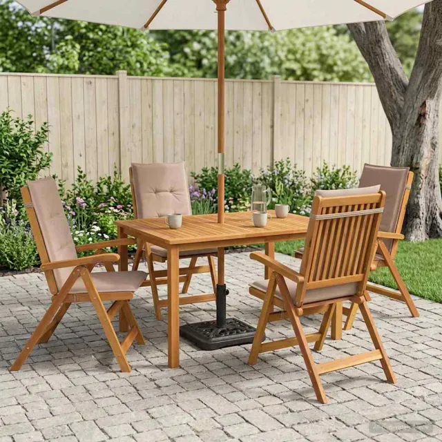 vidaXL 5-delige tuin eetset Naturel Massief Acaciahout, foto 2