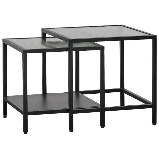 Nest of Nora Salontafel set van 2 - Soren - Glas en metaal - Zwart