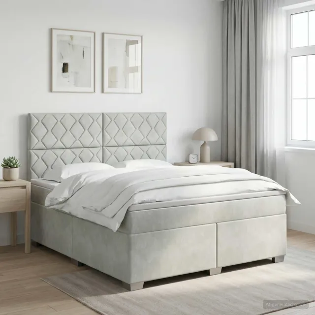 vidaXL Boxspringbed met matras Lichtgrijs 140 x 190 cm Fluweel