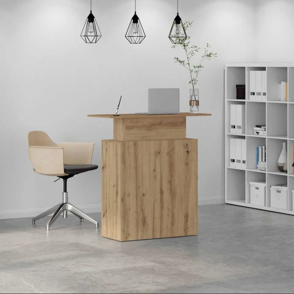 vidaXL Receptiebalie 100x40x104 cm bewerkt hout artisanaal eikenkleur, foto 2