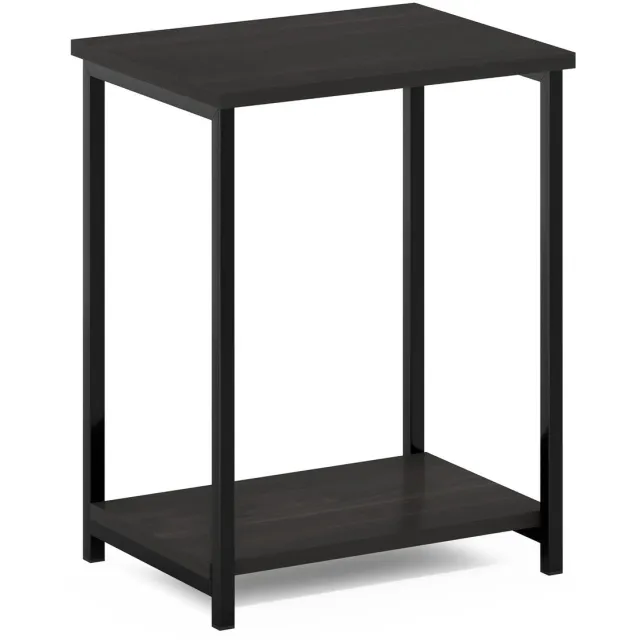 Ibenzoa Industrieel vormgegeven bijzettafel met metalen frame en extra opbergruimte Zwart