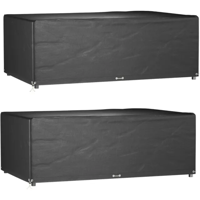 vidaXL Tuinmeubelhoezen 2 st 12 oogjes rechthoekig 213x132x75 cm Zwart