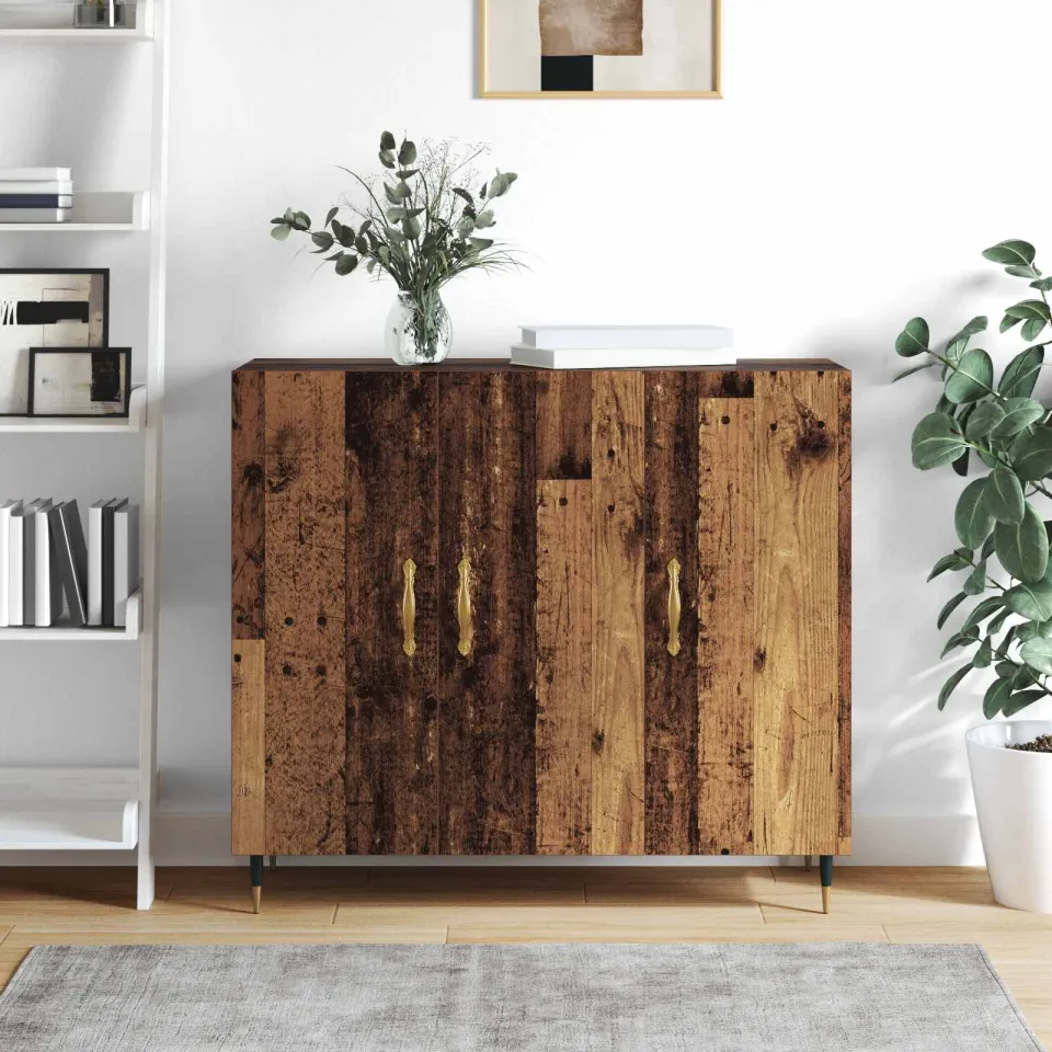 vidaXL Dressoir Oudhout 90 x 34 x 80 cm Bewerkt hout bruin, foto 3
