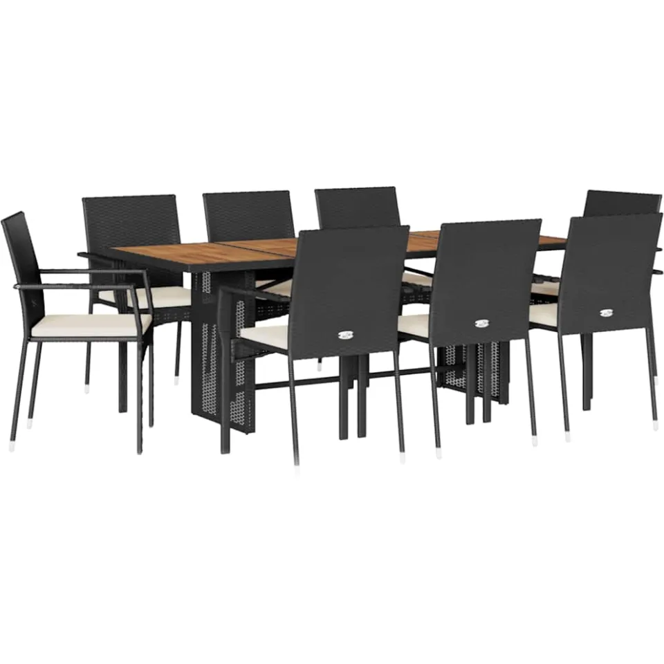 vidaXL 9-delige Tuinset poly rattan zwart, foto 3