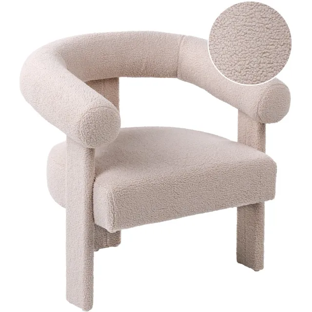 Beliani ILBRO - Fauteuil - Lichtbeige - Bouclé