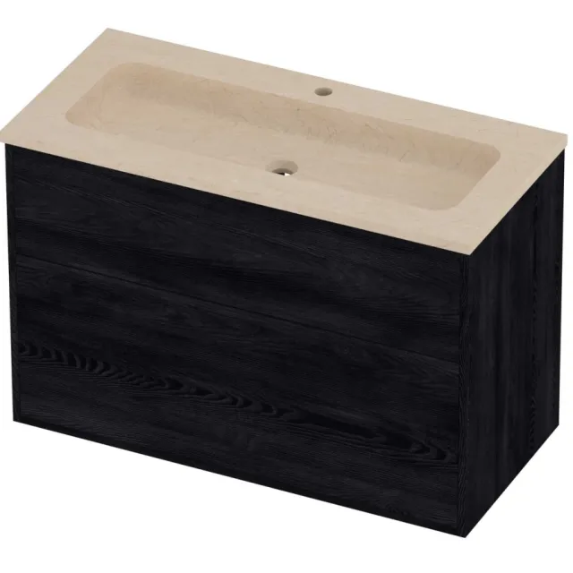 Proline Rollo Badmeubelset Hardsteen Elegant 1 Kraangat 100x46x67 cm Sand Stone Black Oak Eiken