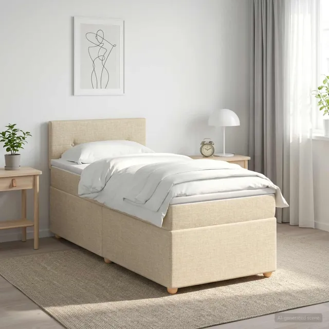 vidaXL Boxspringbed met matras Crèmekleurig 90 x 190 cm Stof