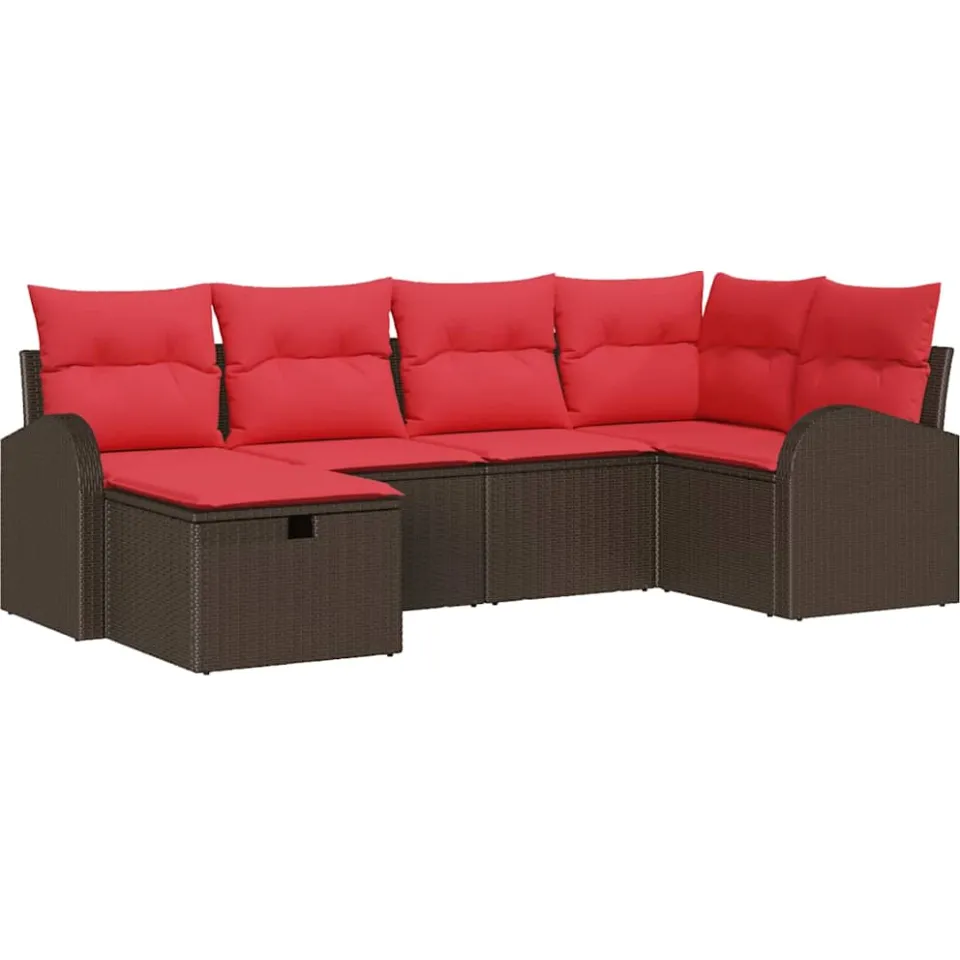 vidaXL Tuin Sofa Set 6 st Bruin poly rattan