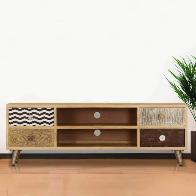vidaXL Tv-meubel 120x30x40 cm massief mangohout bruin, foto 2