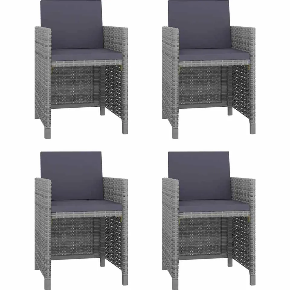 vidaXL 5-delige Tuinset met kussens poly rattan grijs