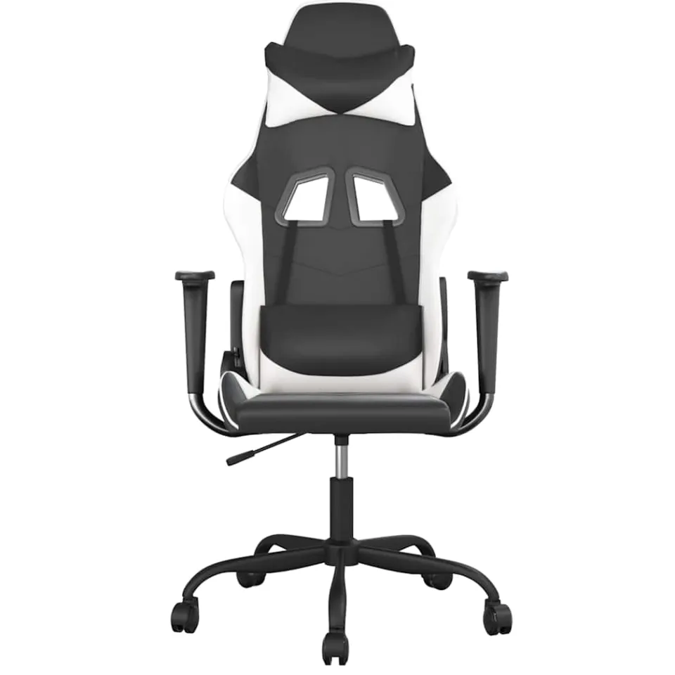 vidaXL Massage gamestoel kunstleer zwart en wit