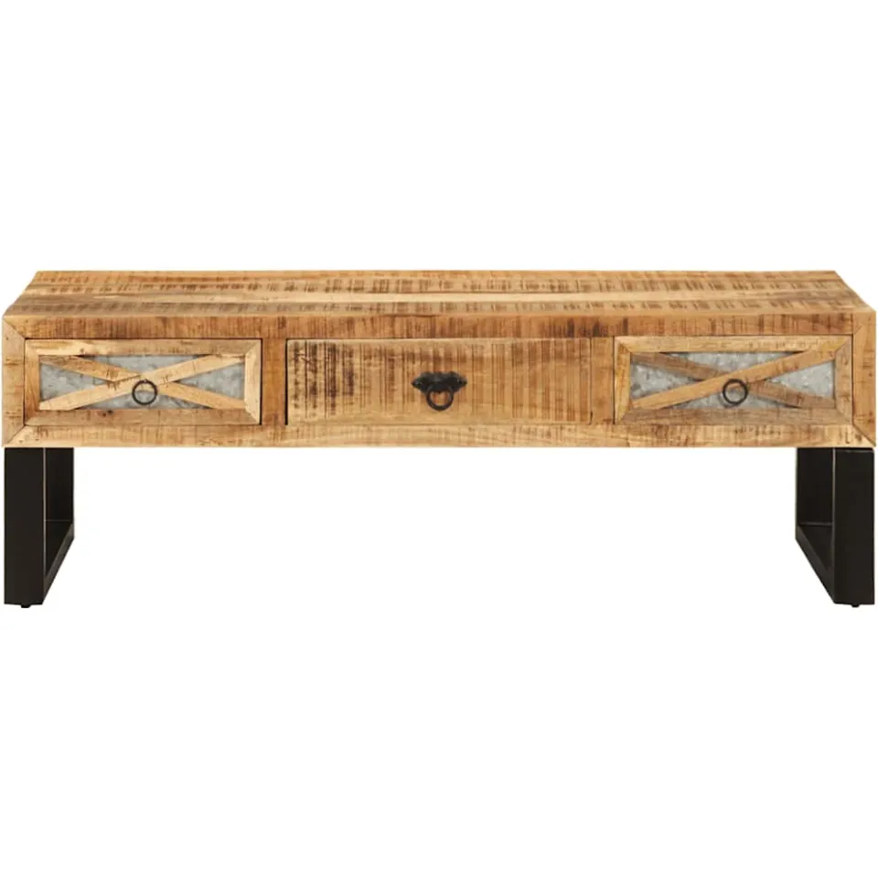 vidaXL Salontafel 110x50x38 cm massief mangohout bruin, foto 2