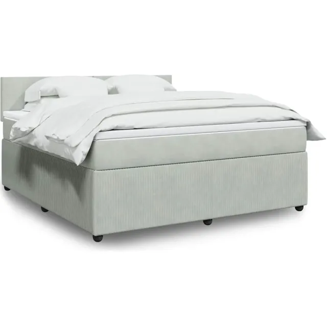 vidaXL Boxspring met matras fluweel lichtgrijs 180x200 cm grijs