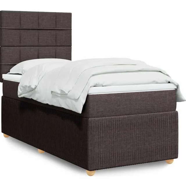 vidaXL Boxspring met matras stof donkerbruin 80x200 cm bruin