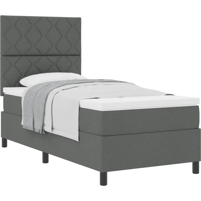 vidaXL Boxspringbed met hoofdeinde Donkergrijs 100 x 200 cm Stof