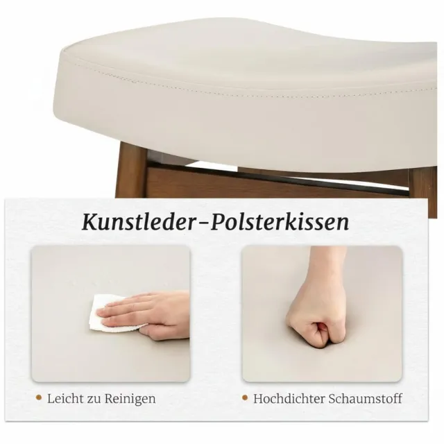 GARDEN HOUSE GARAGE Barkrukken Set van 4 – House&Garden Oslo Houten Barkruk 61 cm – Kunstleren Zitting – Antiek Wit – Moderne Keukenkrukken met Voetensteun – Scandinavisch Design
