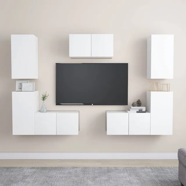 vidaXL 7-delige Tv-meubelset bewerkt hout wit, foto 2