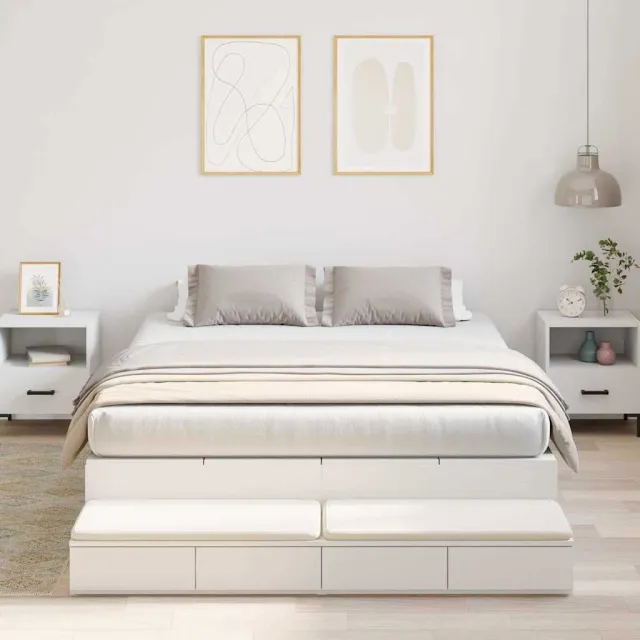 vidaXL Opbergbedframe met lade met opslag Wit 140 cm Bewerkt hout