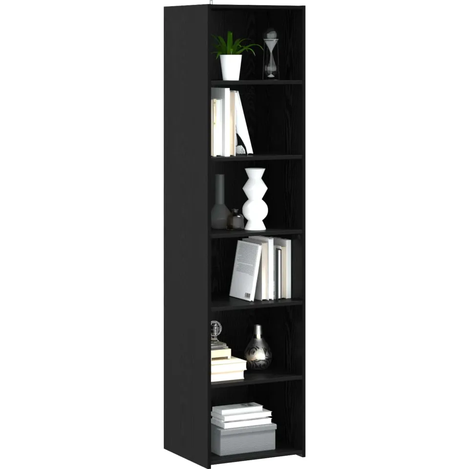 vidaXL Dressoir Zwart eiken 45 x 41 x 185 cm Bewerkt hout