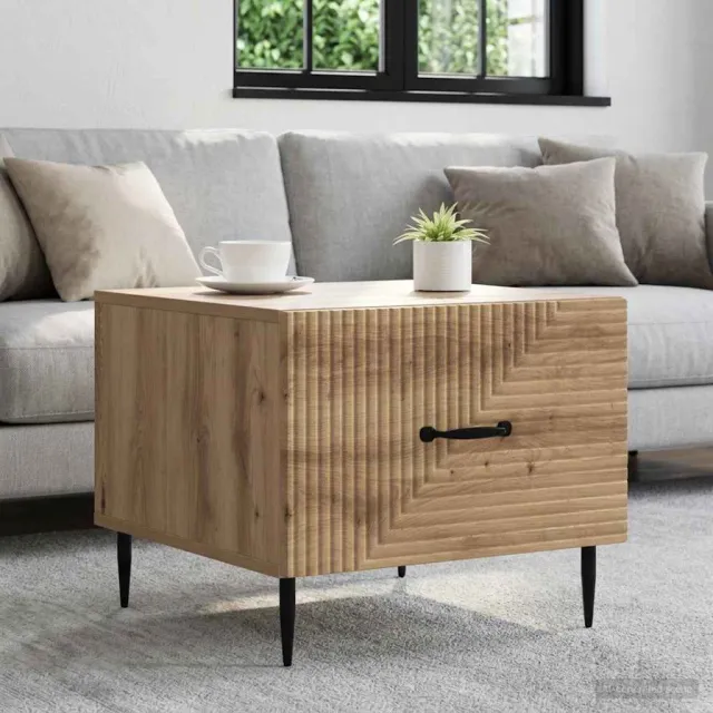 vidaXL Salontafel Artisanaal eiken 49 x 50 x 40 cm Bewerkt hout, foto 2