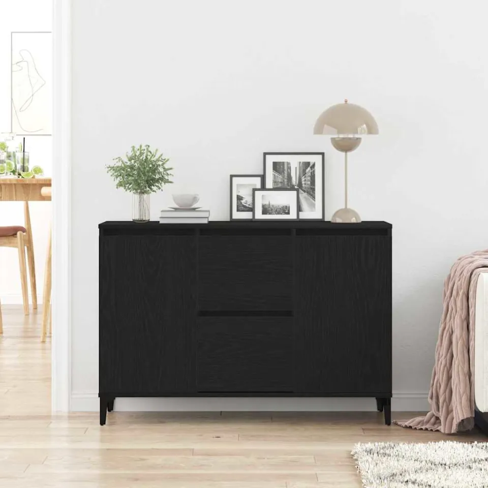 vidaXL Dressoir Zwart Eiken 104 x 35 x 70 cm Bewerkt hout, foto 3