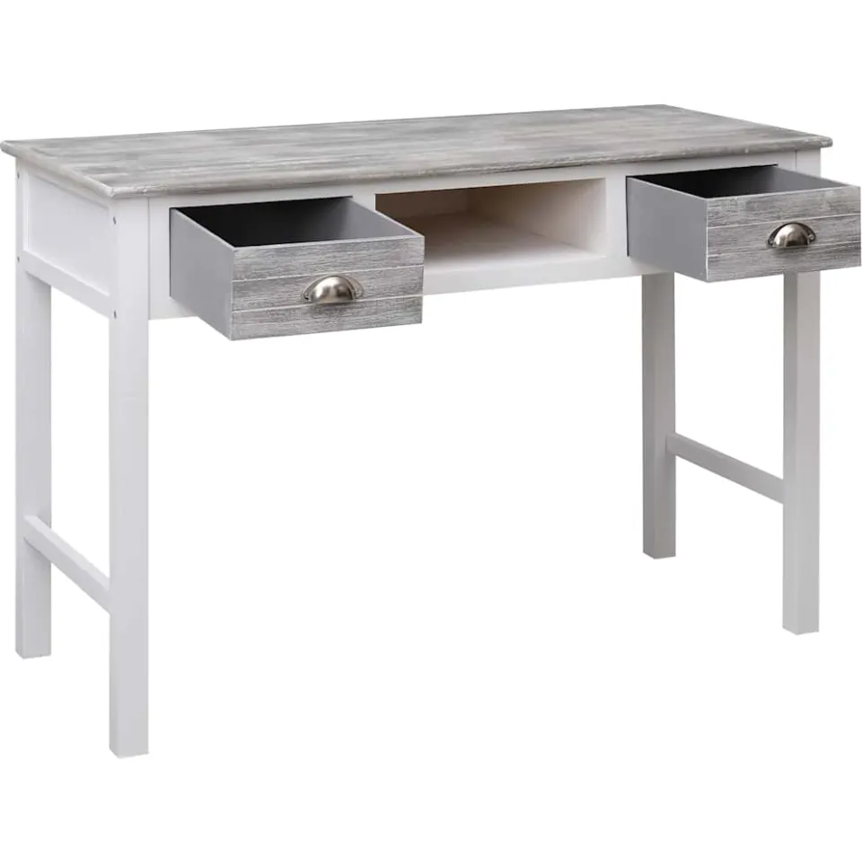 vidaXL Schrijftafel 110x45x76 cm hout grijs, foto 2