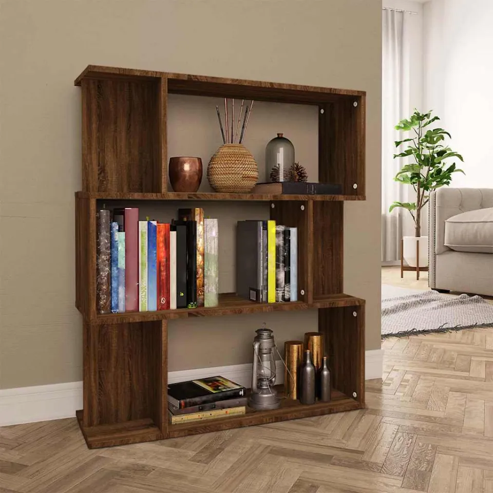 vidaXL Boekenkast / kamerscherm 80x24x96 cm bewerkt hout bruineiken, foto 2