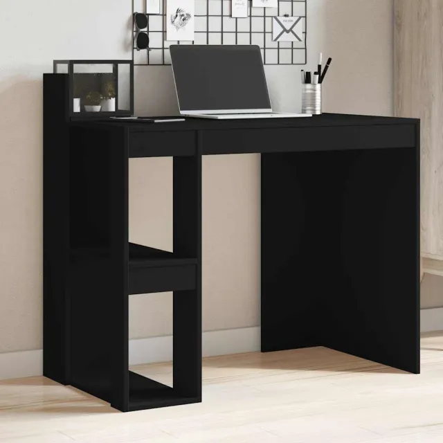 vidaXL Bureau 103,5x56,5x94 cm bewerkt hout zwart, foto 2